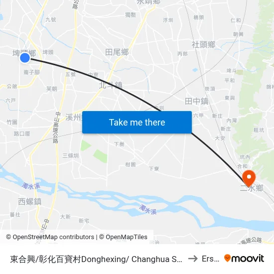 Donghexing/Changhua Souvenir Center to Ershui map