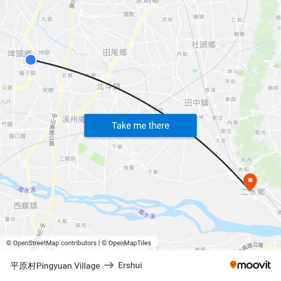 Pingyuan Village to Ershui map