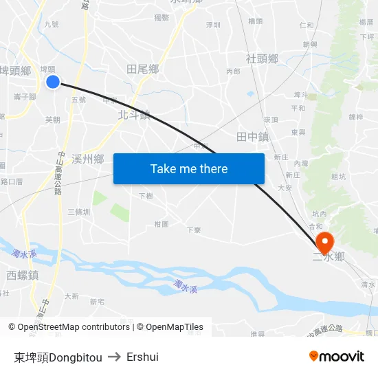 Dongbitou to Ershui map