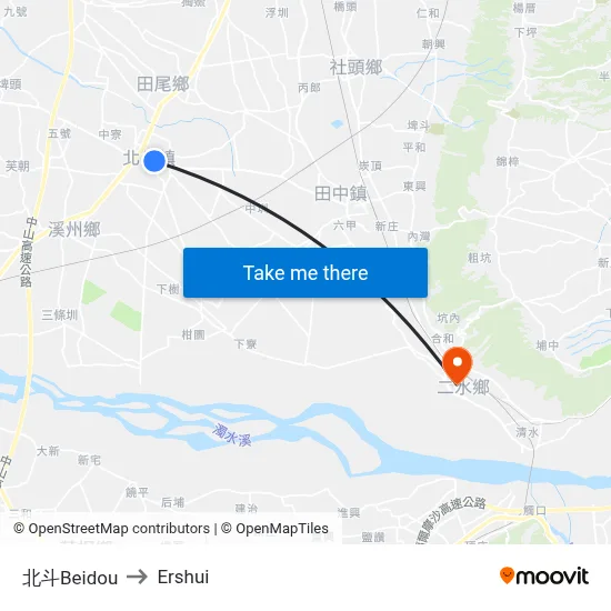 Beidou to Ershui map