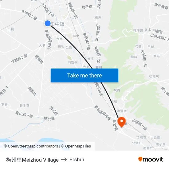 Meizhou Village to Ershui map