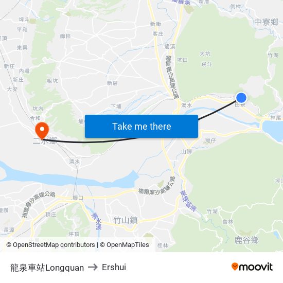 龍泉車站Longquan to Ershui map
