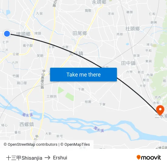 Shisanjia to Ershui map