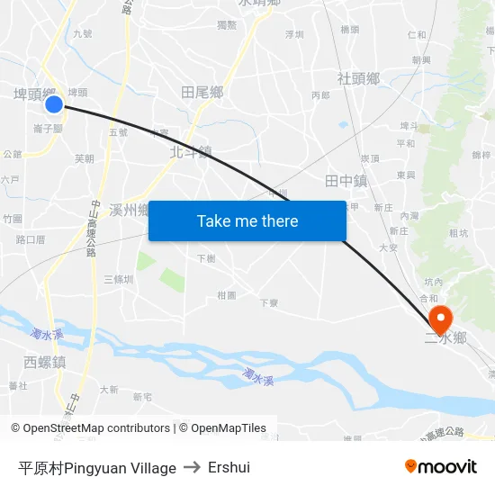 Pingyuan Village to Ershui map