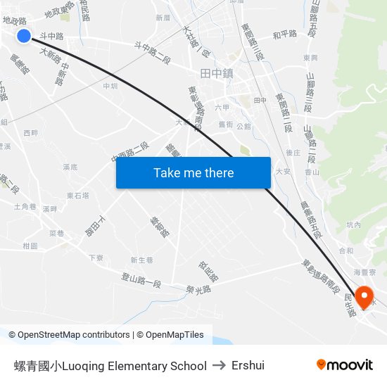 螺青國小Luoqing Elementary  School to Ershui map