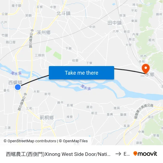 Xinong West Side Door/National Xiluo Agricultural Industrial High School to Ershui map