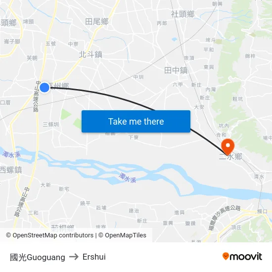 Guoguang to Ershui map