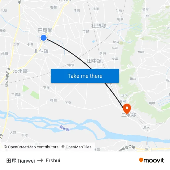 田尾Tianwei to Ershui map
