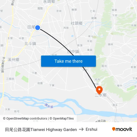 田尾公路花園Tianwei Highway Garden to Ershui map