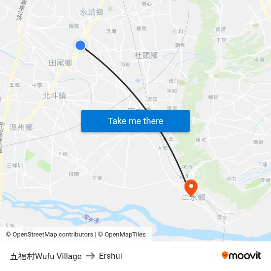 五福村Wufu Village to Ershui map