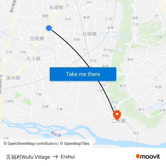 Wufu Village to Ershui map