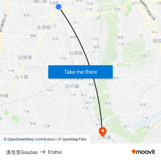 溝皂里Gouzao to Ershui map