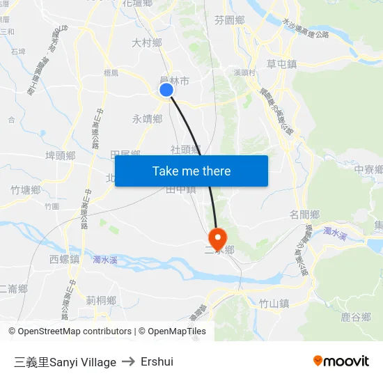 Sanyi Village to Ershui map