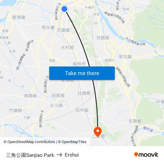 三角公園Sanjiao Park to Ershui map