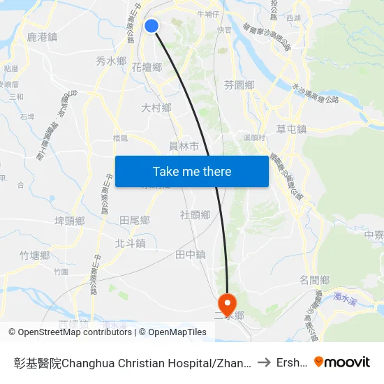 彰基醫院Changhua Christian Hospital/Zhangji to Ershui map