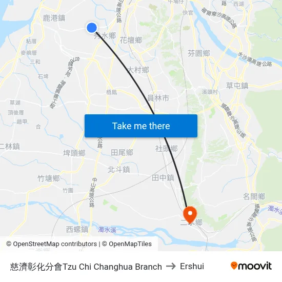 慈濟彰化分會Tzu Chi Changhua Branch to Ershui map