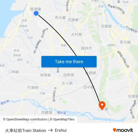 Train Station to Ershui map