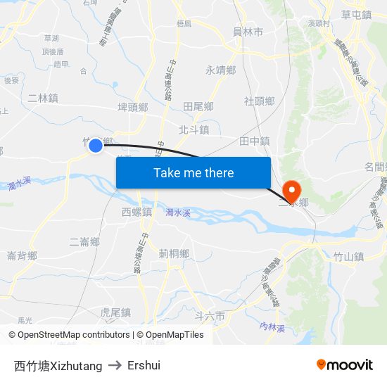 西竹塘Xizhutang to Ershui map