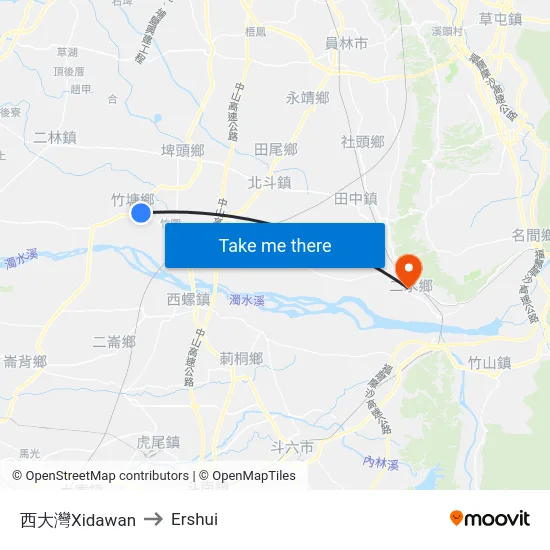 西大灣Xidawan to Ershui map