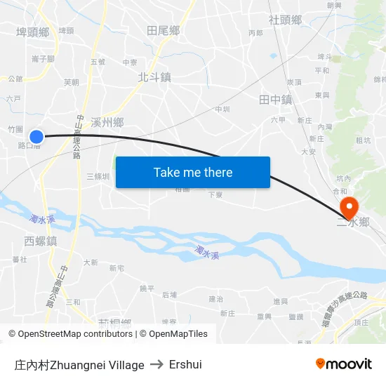 Zhuangnei Village to Ershui map