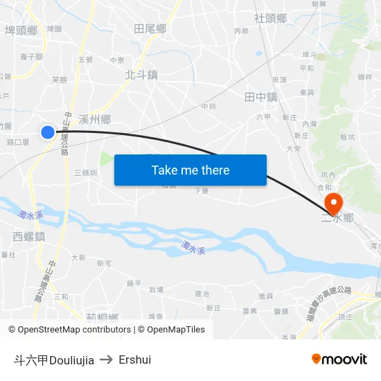 Douliujia to Ershui map