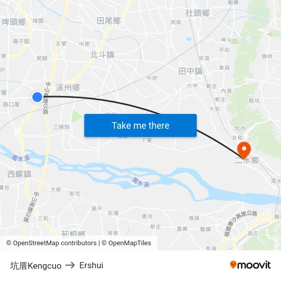 Kengcuo to Ershui map