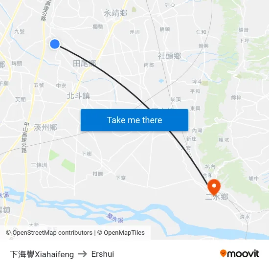 Xiahaifeng to Ershui map