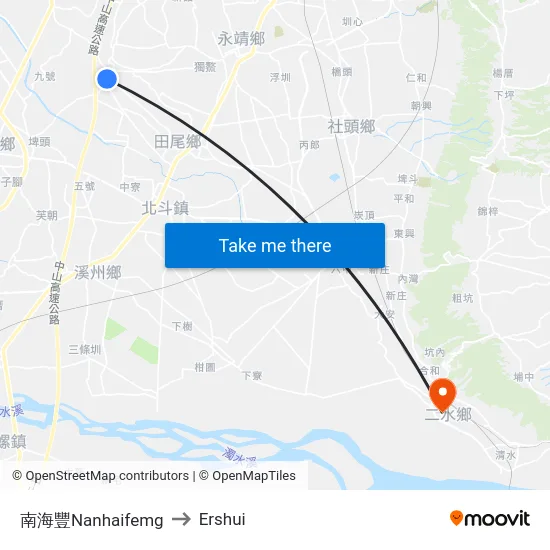 Nanhaifeng to Ershui map