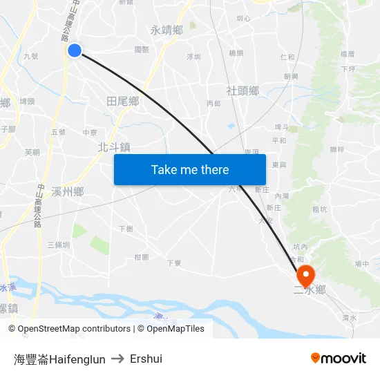 Haifenglun to Ershui map
