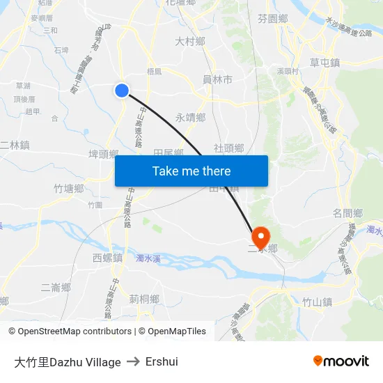 Dazhu Village to Ershui map