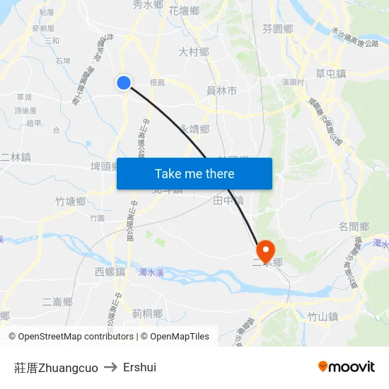 Zhuangcuo to Ershui map