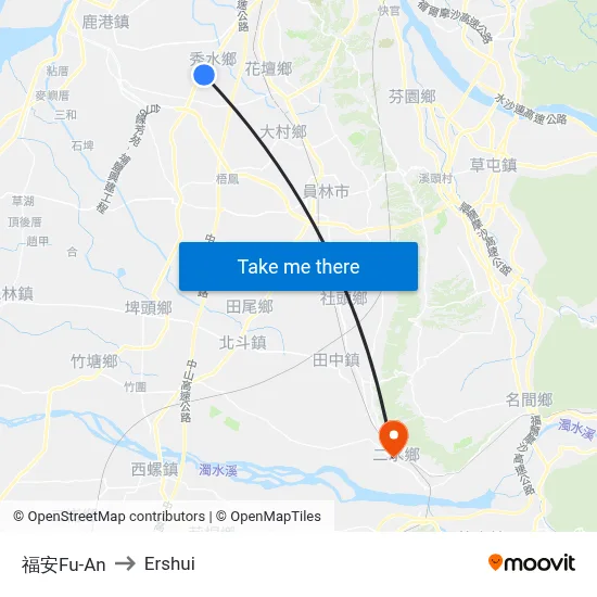 Fu-An to Ershui map
