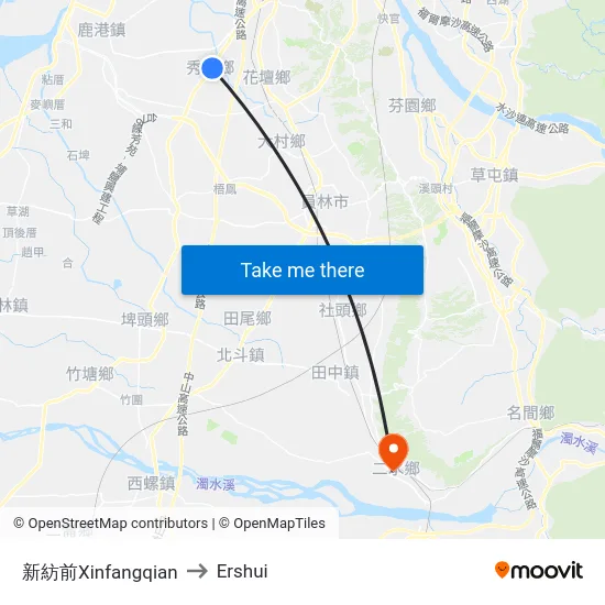 Xinfangqian to Ershui map