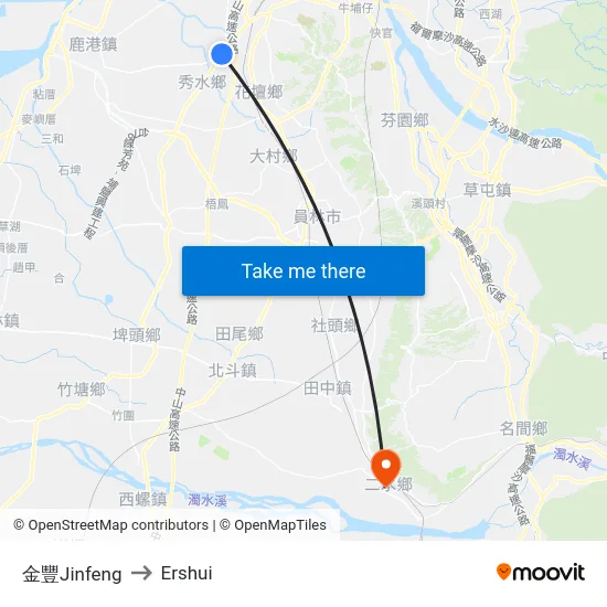 Jinfeng to Ershui map