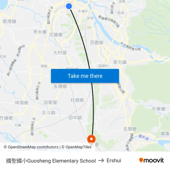 國聖國小Guosheng Elementary School to Ershui map