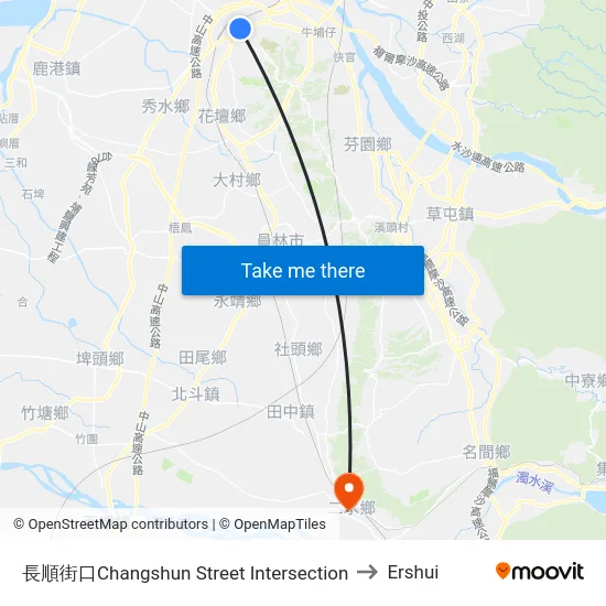 長順街口Changshun Street Intersection to Ershui map