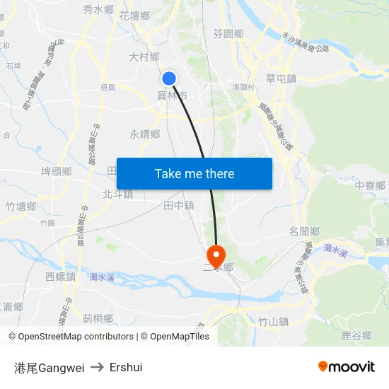 港尾Gangwei to Ershui map