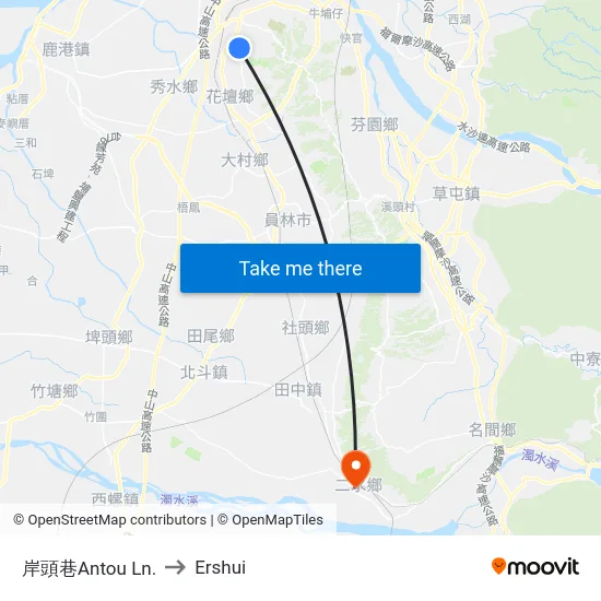 Antou Lane to Ershui map