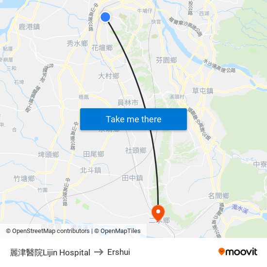 麗津醫院Lijin Hospital to Ershui map