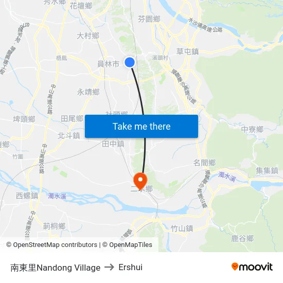 Nandong Village to Ershui map