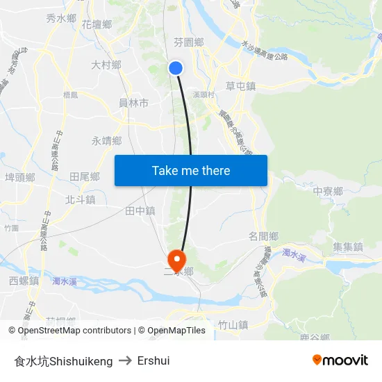 Shishuikeng to Ershui map