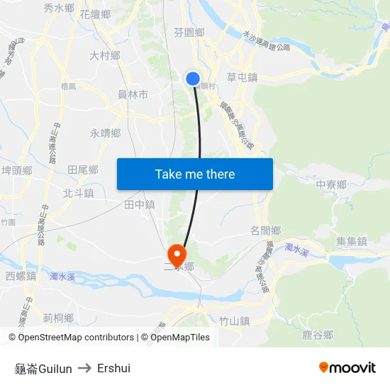 Guilun to Ershui map