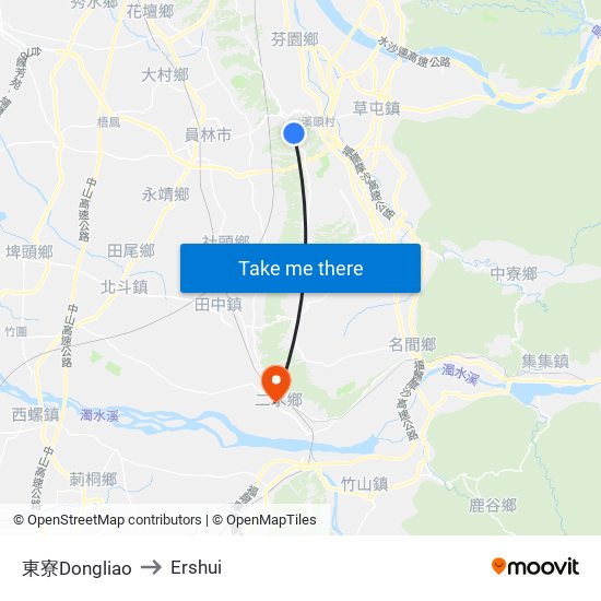 東寮Dongliao to Ershui map