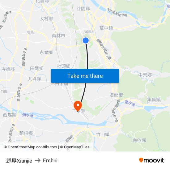 縣界Xianjie to Ershui map