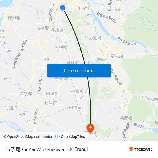 市子尾Shi Zai Wei/Shiziwei to Ershui map