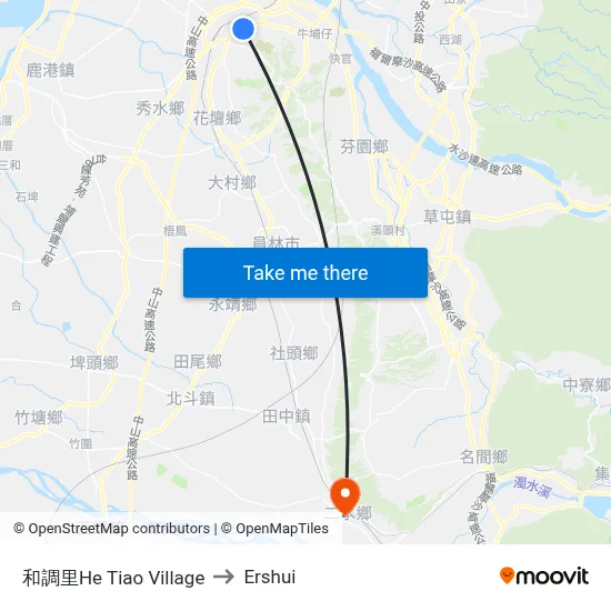 He Tiao Village to Ershui map