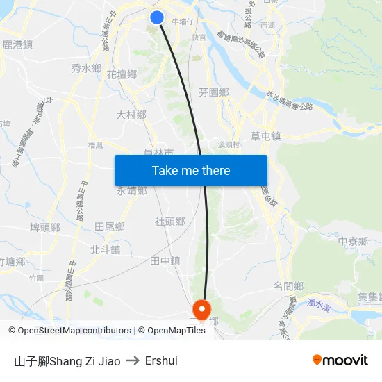 山子腳Shang Zi Jiao to Ershui map