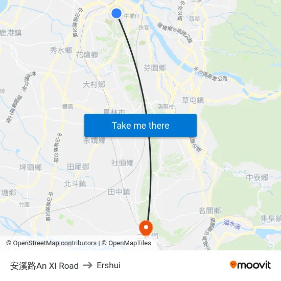 Anxi Road to Ershui map