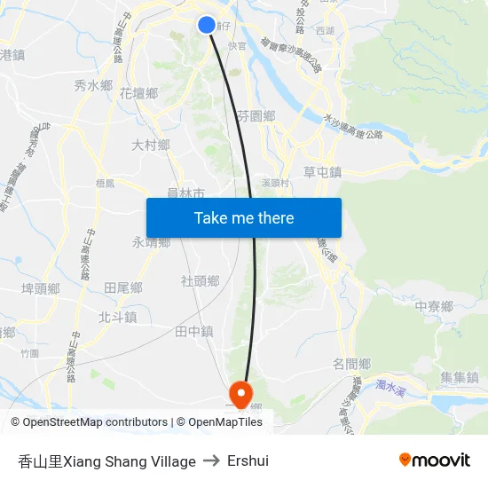 Xiang Shang Village to Ershui map
