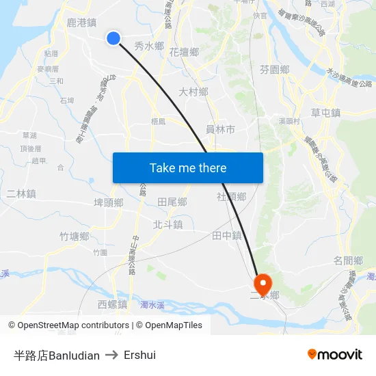 Banludian to Ershui map
